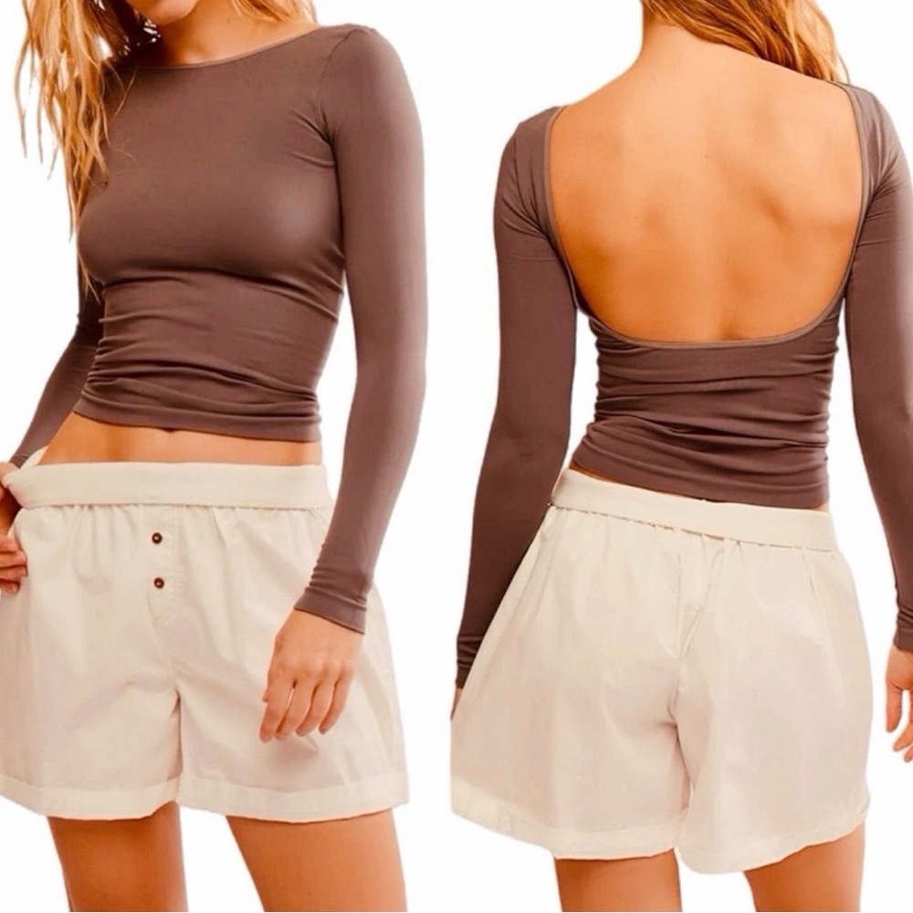Free People x intimately FP Low Back Seamless Brown Long sleeve size xs/s